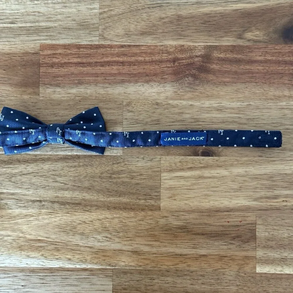 Janie and Jack Bow Tie blue Logo polka‎ dot Infant Toddler Bowtie Classic Preppy